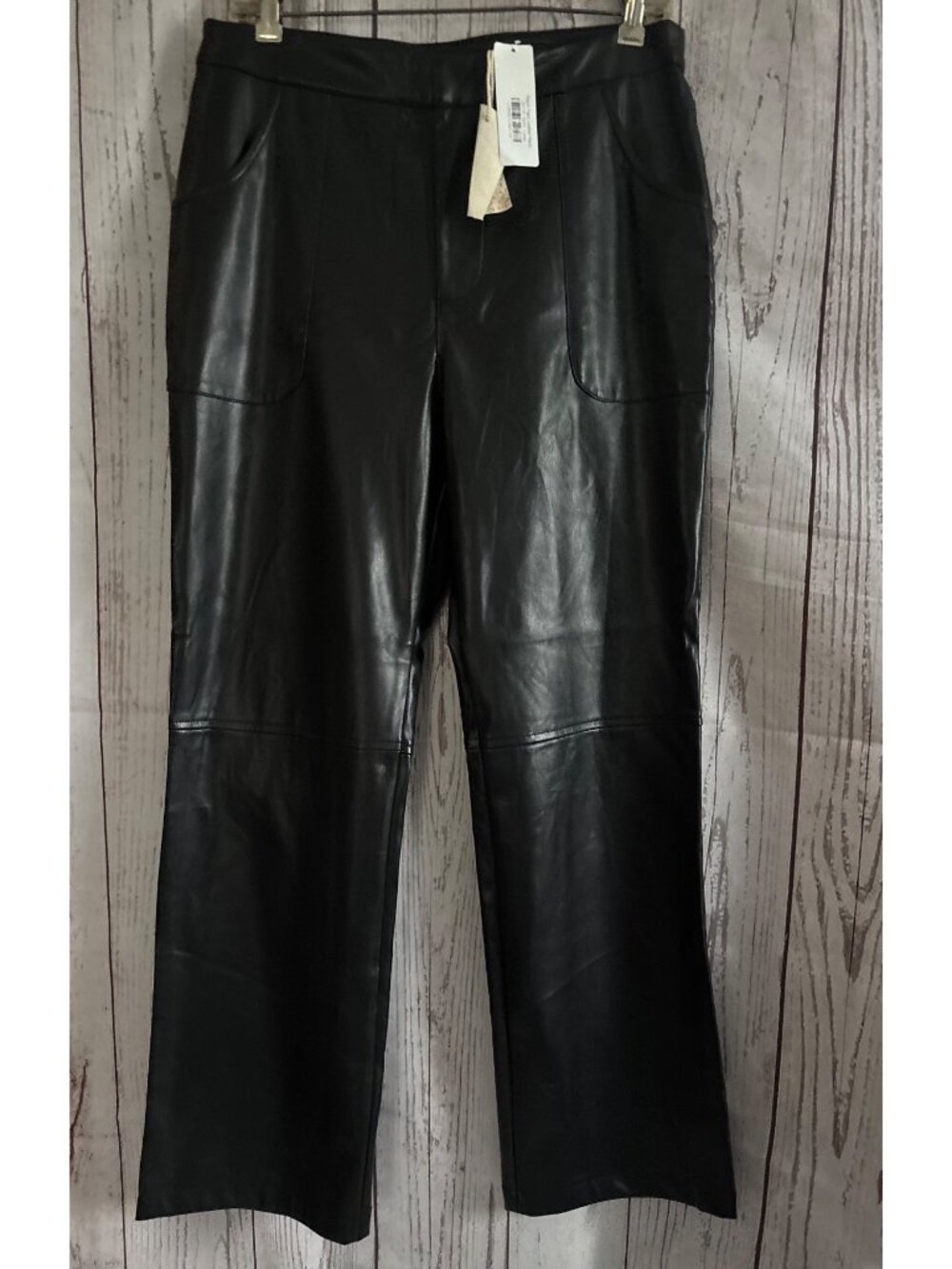 Hem & Thread NWT Lauriebelles BOHO Black Faux Leather Pants Size Large